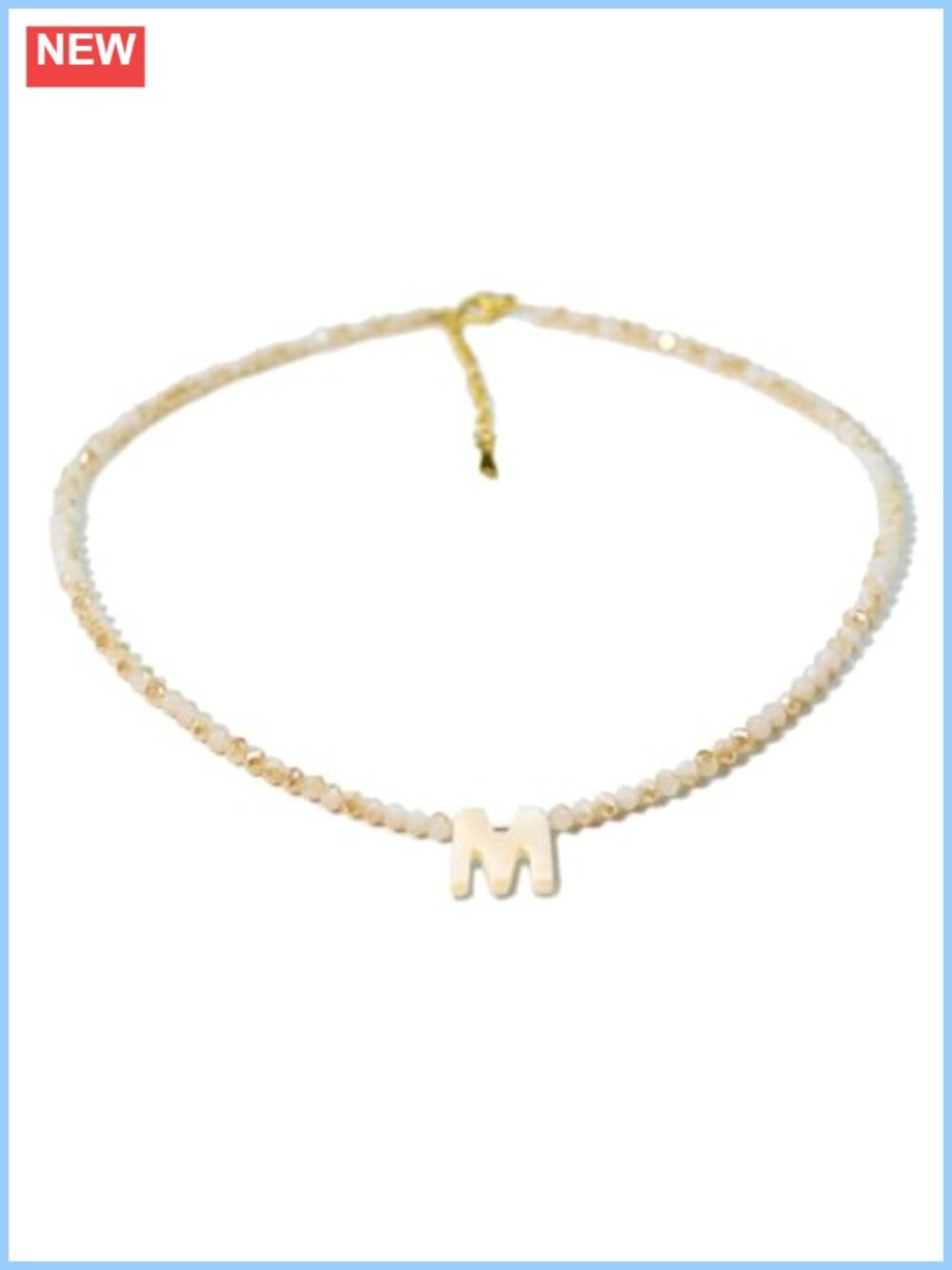 Handmade Beaded Initial Choker Necklace - Stainless Steel Letter Charm Jewelry